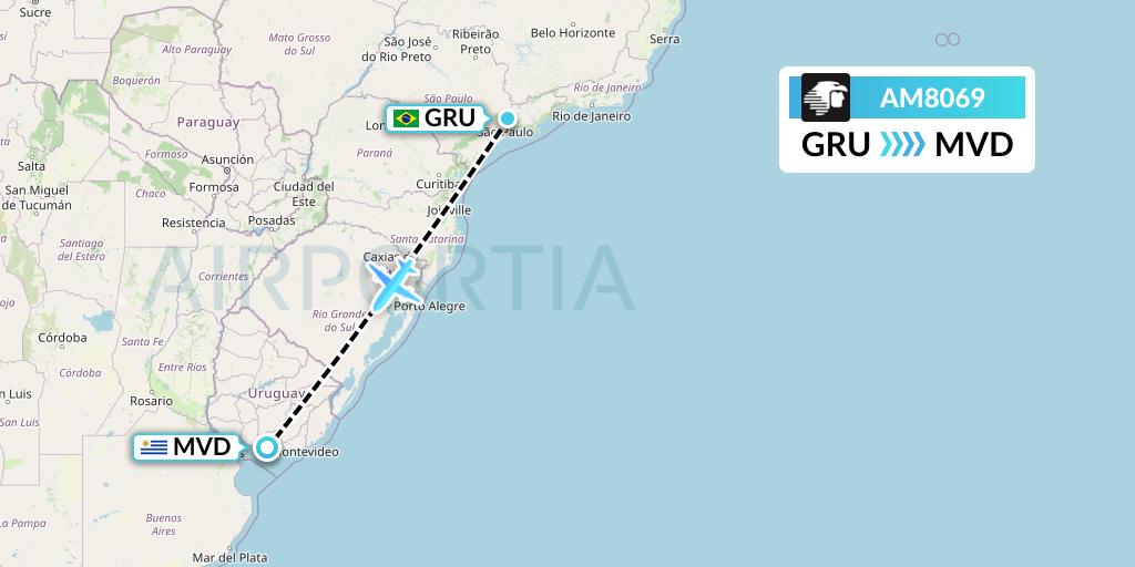 AM8069 Aeromexico Flight Map: Sao Paulo to Montevideo