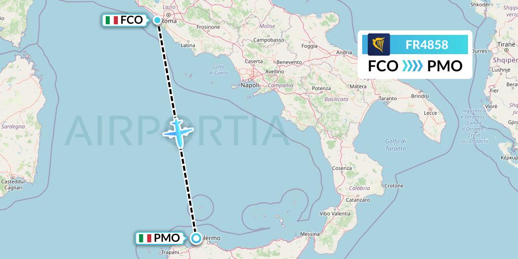 FR4858 Ryanair Flight Map: Rome to Palermo