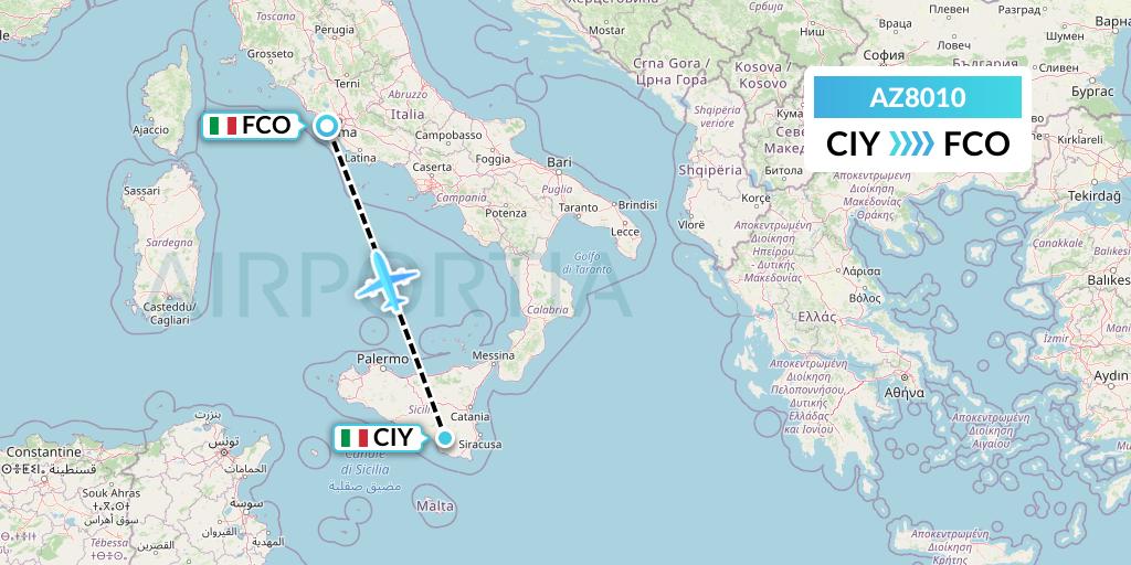 AZ8010 ITA Airways Flight Map: Comiso to Rome