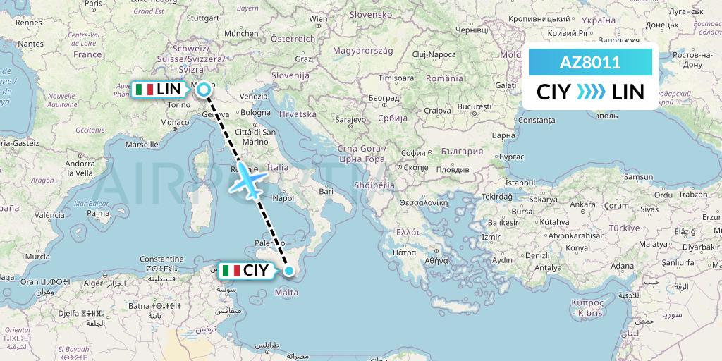 AZ8011 ITA Airways Flight Map: Comiso to Milan