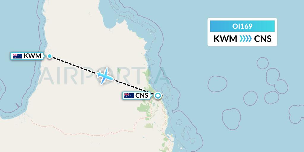 OI169 Hinterland Aviation Flight Map: Kowanyama to Cairns