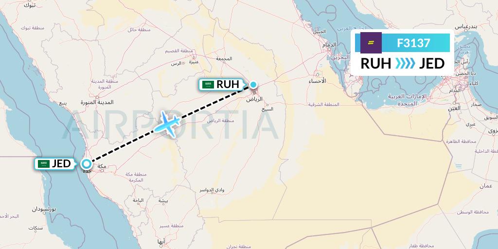 F3137 flydeal Flight Map: Riyadh to Jeddah