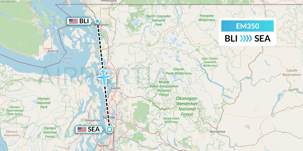 EM350 Empire Airlines Flight Map: Bellingham to Seattle
