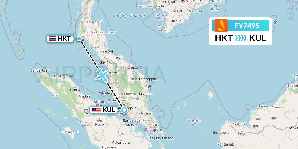 FY7495 Firefly Flight Map: Phuket to Kuala Lumpur