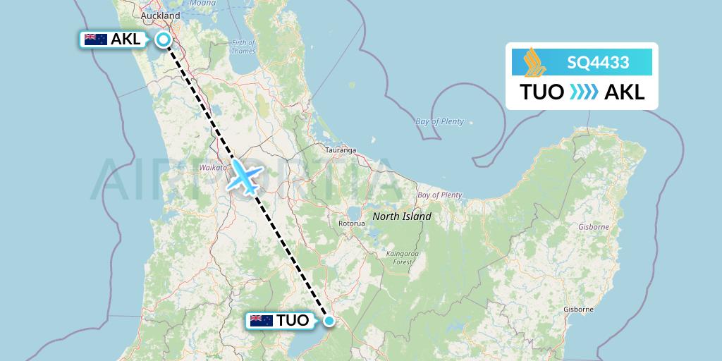SQ4433 Singapore Airlines Flight Map: Taupo to Auckland