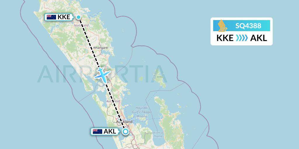 SQ4388 Singapore Airlines Flight Map: Kerikeri to Auckland