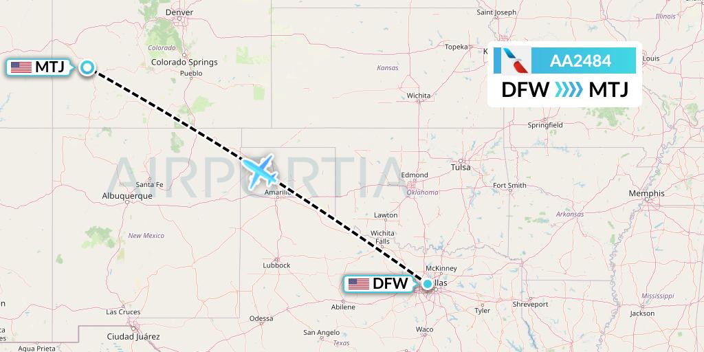 AA2484 American Airlines Flight Map: Dallas to Montrose