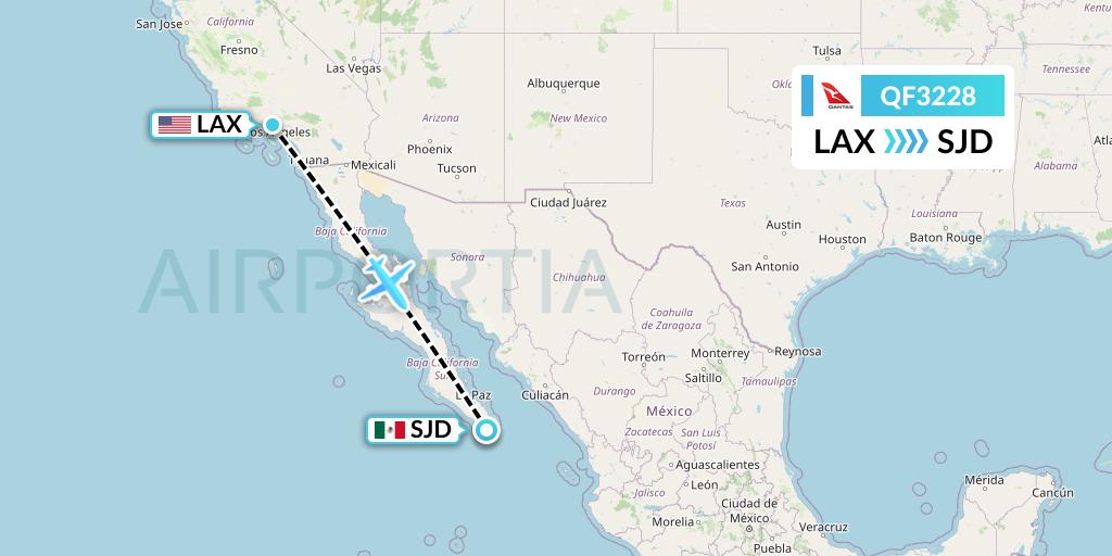 QF3228 Qantas Flight Map: Los Angeles to San Jose del Cabo