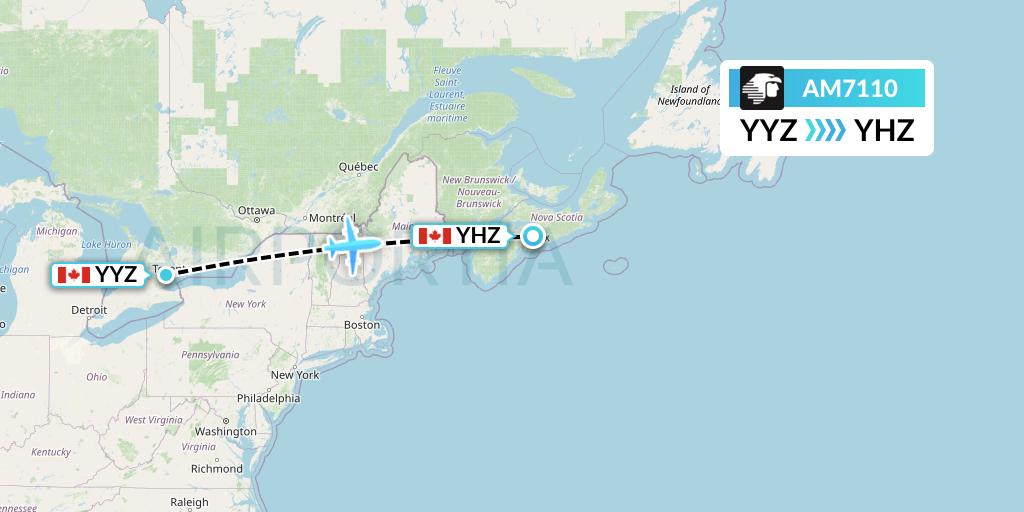 AM7110 Aeromexico Flight Map: Toronto to Halifax