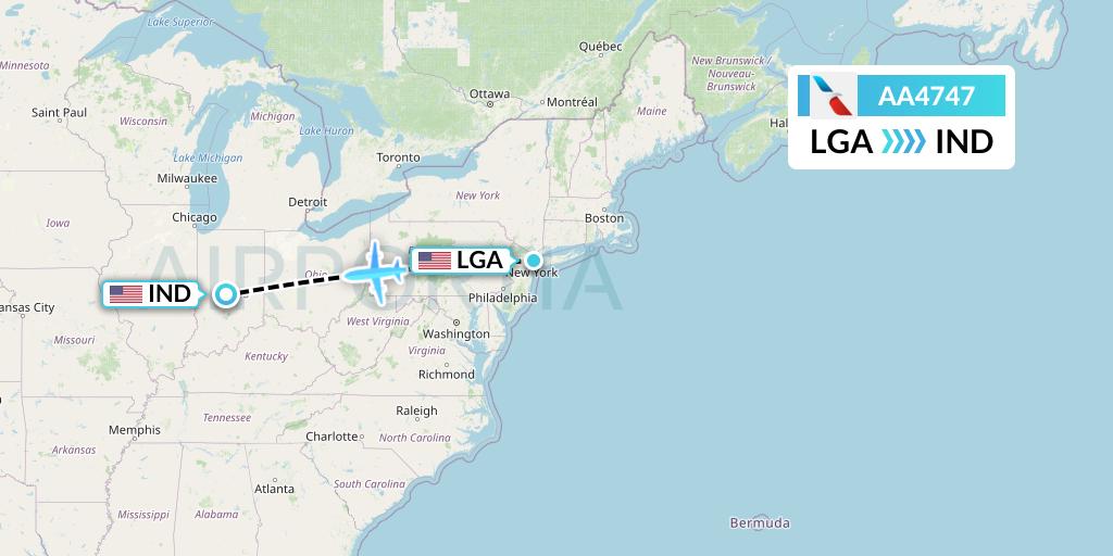 AA4747 American Airlines Flight Map: New York to Indianapolis