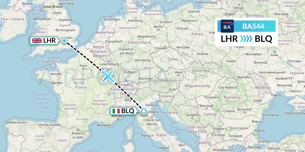 BA544 Flight Status British Airways London to Bologna (BAW544)