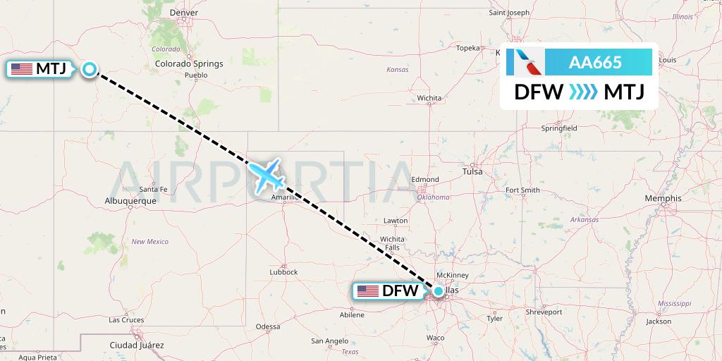 AA665 American Airlines Flight Map: Dallas to Montrose