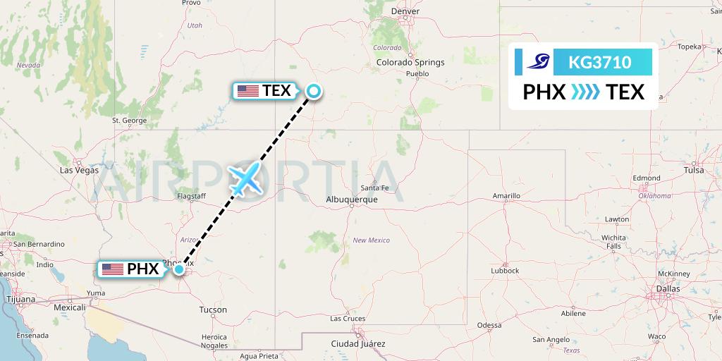 KG3710 Key Lime Air Flight Map: Phoenix to Telluride