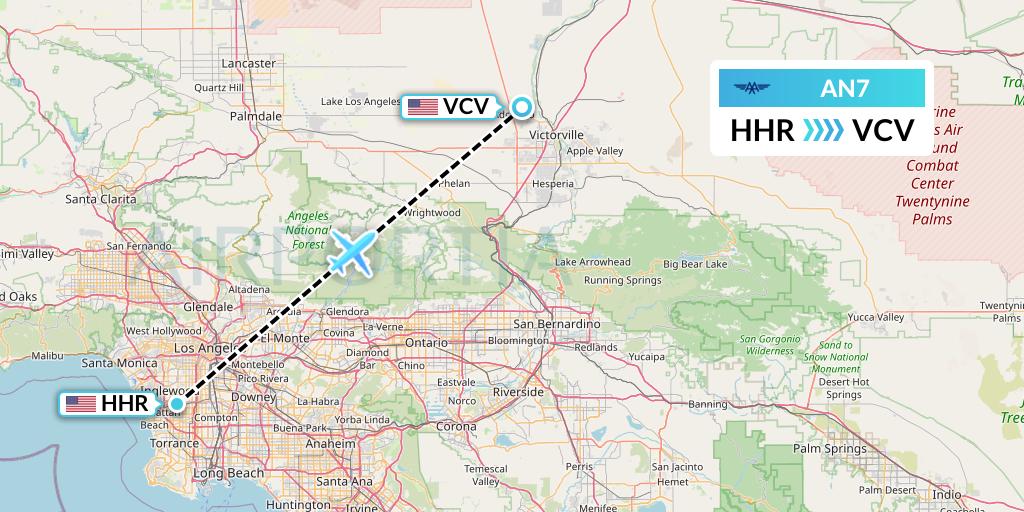 AN7 Advanced Air Flight Map: Hawthorne to Victorville