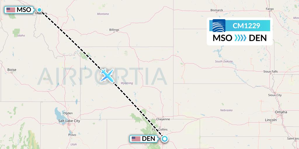 CM1229 Copa Airlines Flight Map: Missoula to Denver