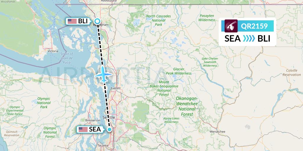 QR2159 Qatar Airways Flight Map: Seattle to Bellingham
