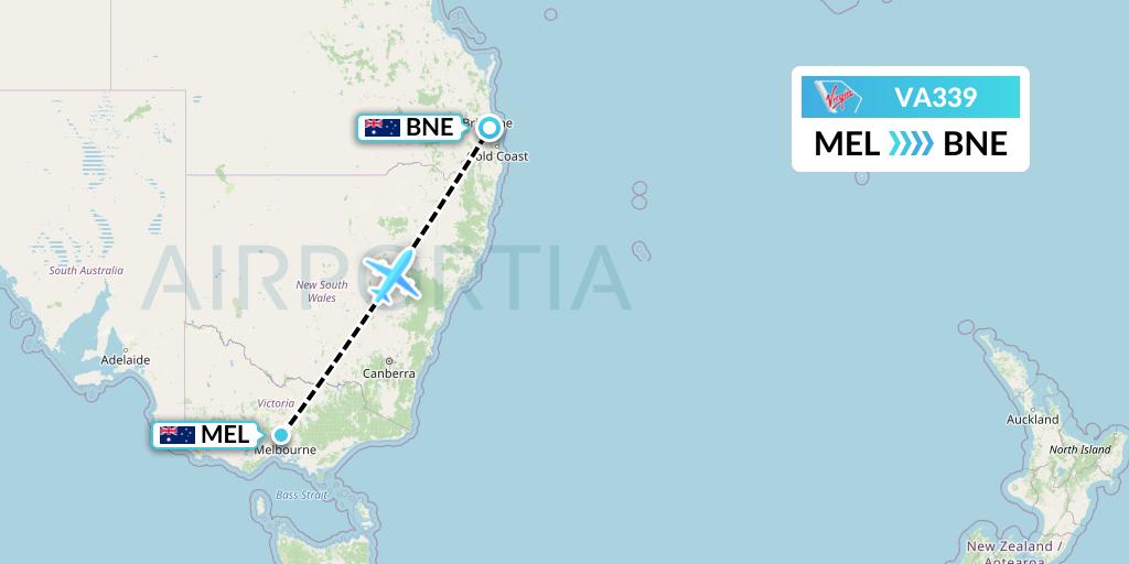 VA339 Virgin Australia Flight Map: Melbourne to Brisbane