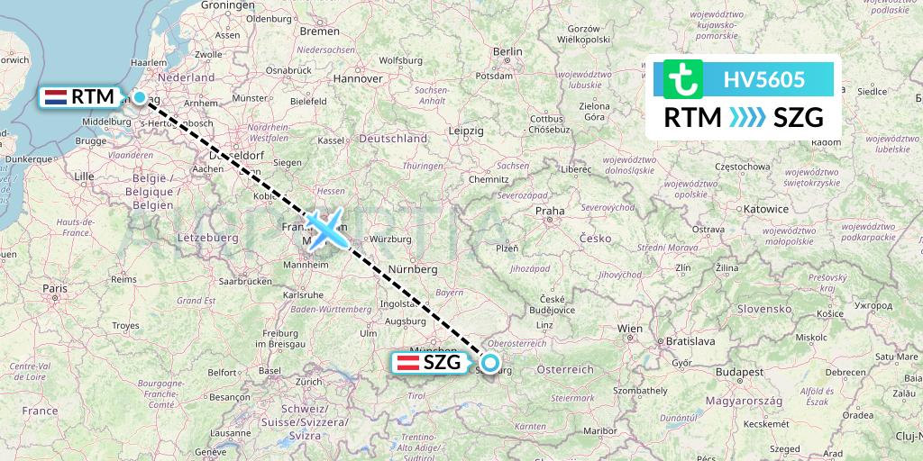 HV5605 Transavia Flight Map: Rotterdam to Salzburg