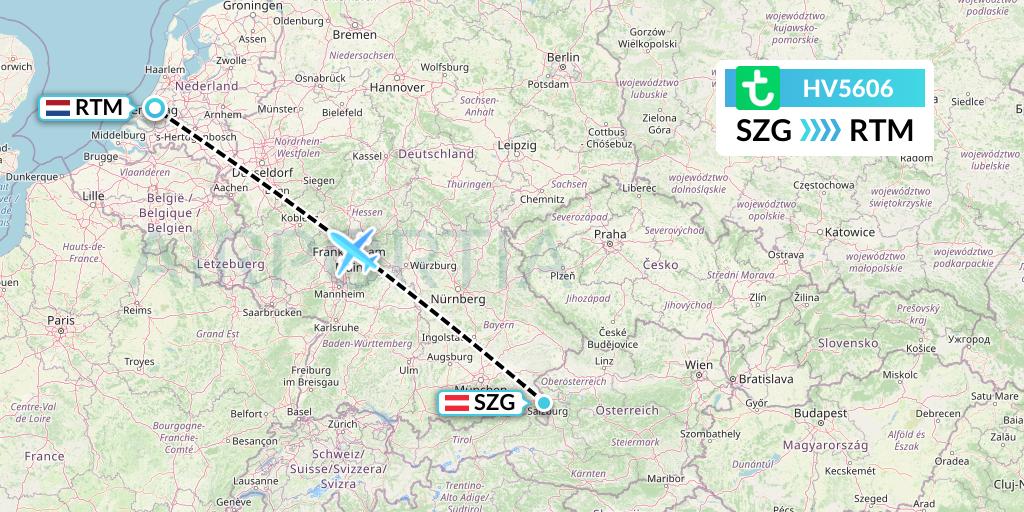 HV5606 Transavia Flight Map: Salzburg to Rotterdam