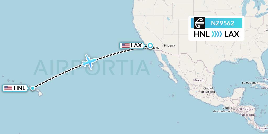 NZ9562 Air New Zealand Flight Map: Honolulu to Los Angeles