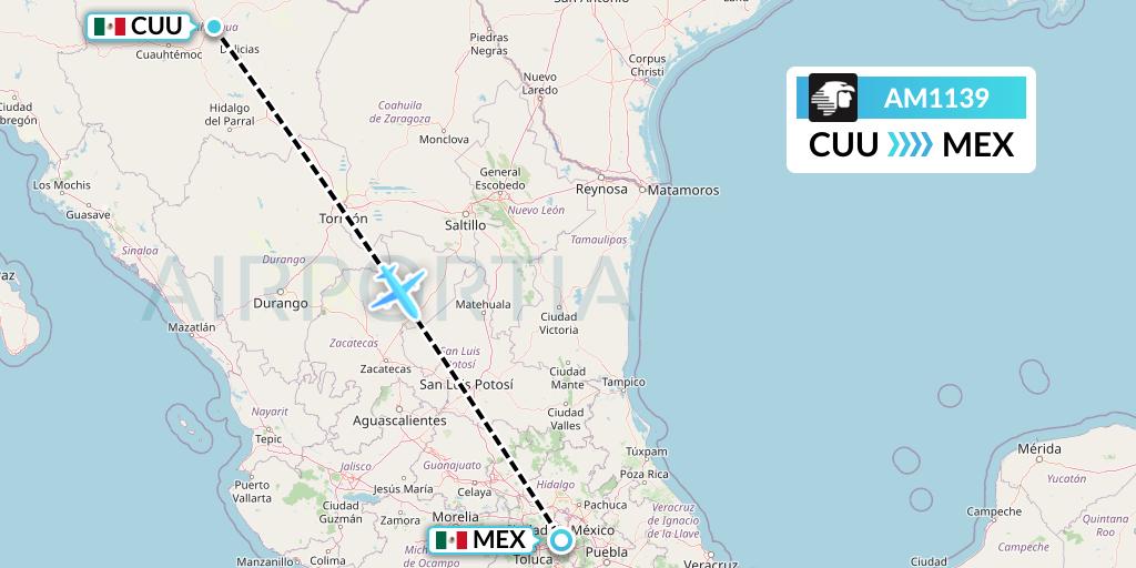 AM1139 Aeromexico Flight Map: Chihuahua to Mexico City