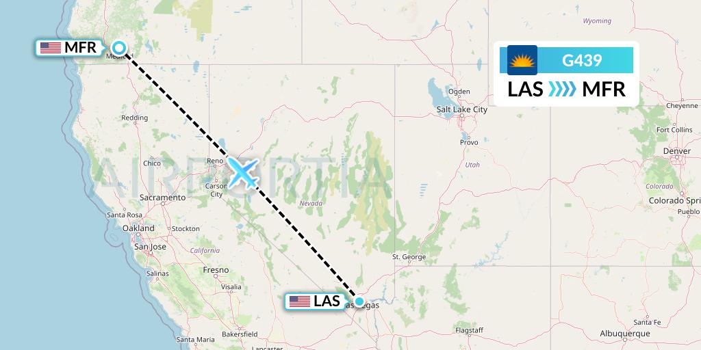 G439 Allegiant Air Flight Map: Las Vegas to Medford