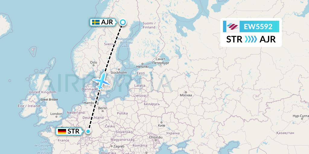 EW5592 Eurowings Flight Map: Stuttgart to Arvidsjaur