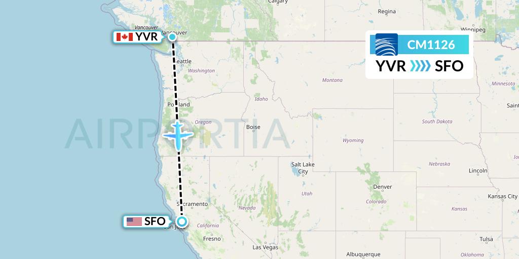 CM1126 Copa Airlines Flight Map: Vancouver to San Francisco