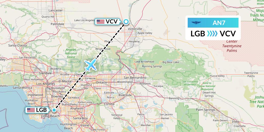 AN7 Advanced Air Flight Map: Long Beach to Victorville