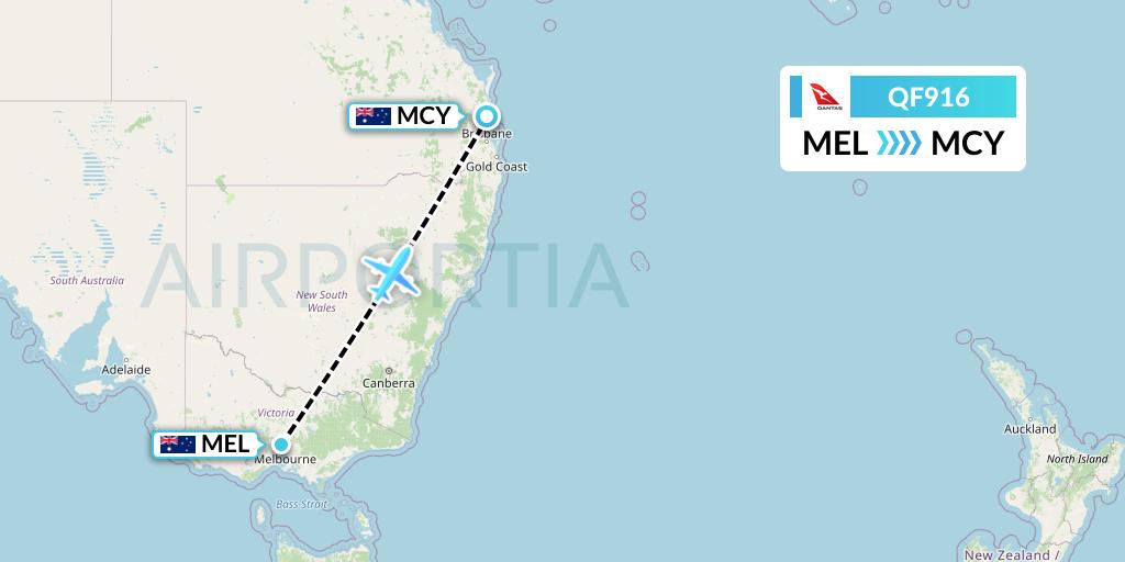 QF916 Qantas Flight Map: Melbourne to Sunshine Coast