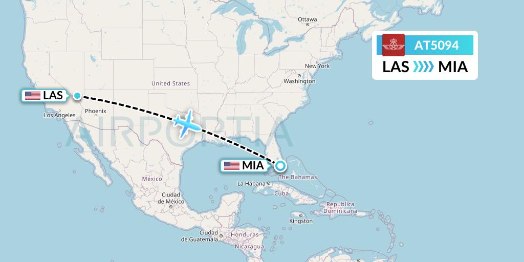 AT5094 Royal Air Maroc Flight Map: Las Vegas to Miami