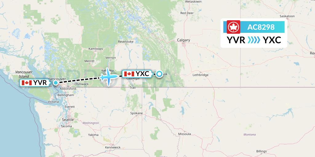 AC8298 Flight Status Air Canada Vancouver to Cranbrook (ACA8298)