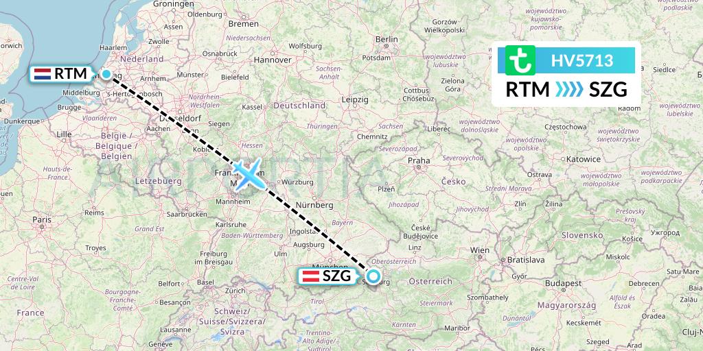 HV5713 Transavia Flight Map: Rotterdam to Salzburg