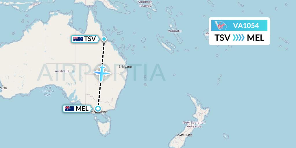 VA1054 Virgin Australia Flight Map: Townsville to Melbourne