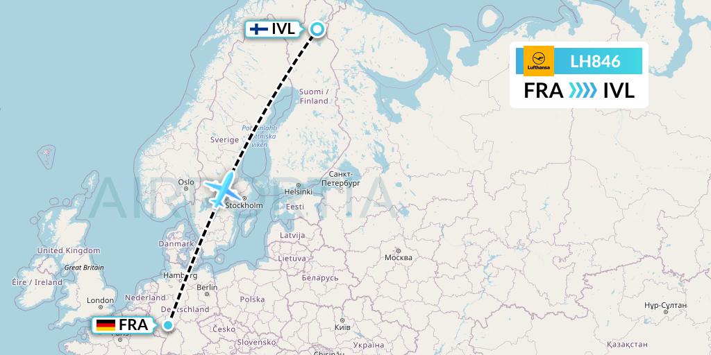 LH846 Lufthansa Flight Map: Frankfurt to Ivalo