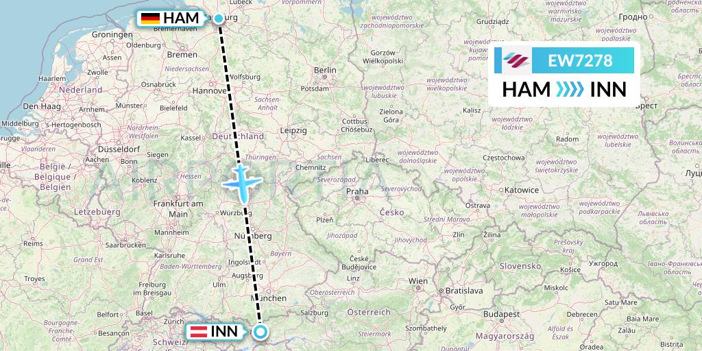 EW7278 Eurowings Flight Map: Hamburg to Innsbruck