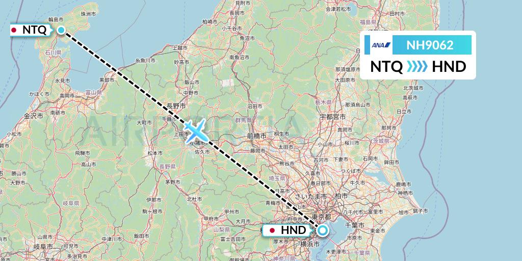 NH9062 All Nippon Airways Flight Map: Wajima to Tokyo