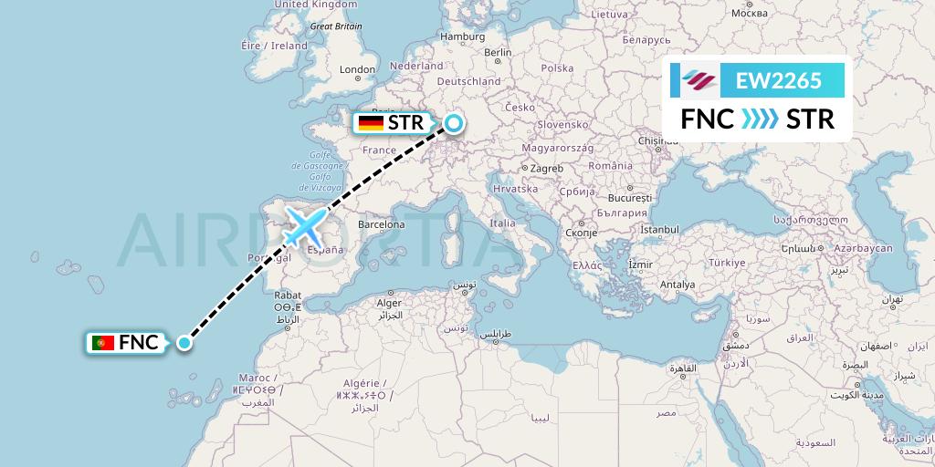 EW2265 Eurowings Flight Map: Funchal to Stuttgart