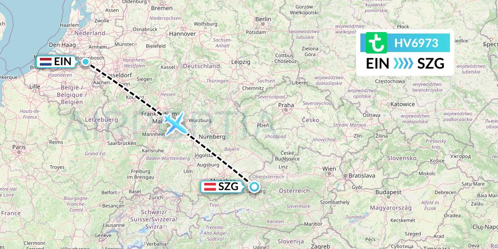 HV6973 Transavia Flight Map: Eindhoven to Salzburg