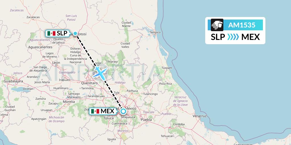 AM1535 Aeromexico Flight Map: San Luis Potosi to Mexico City