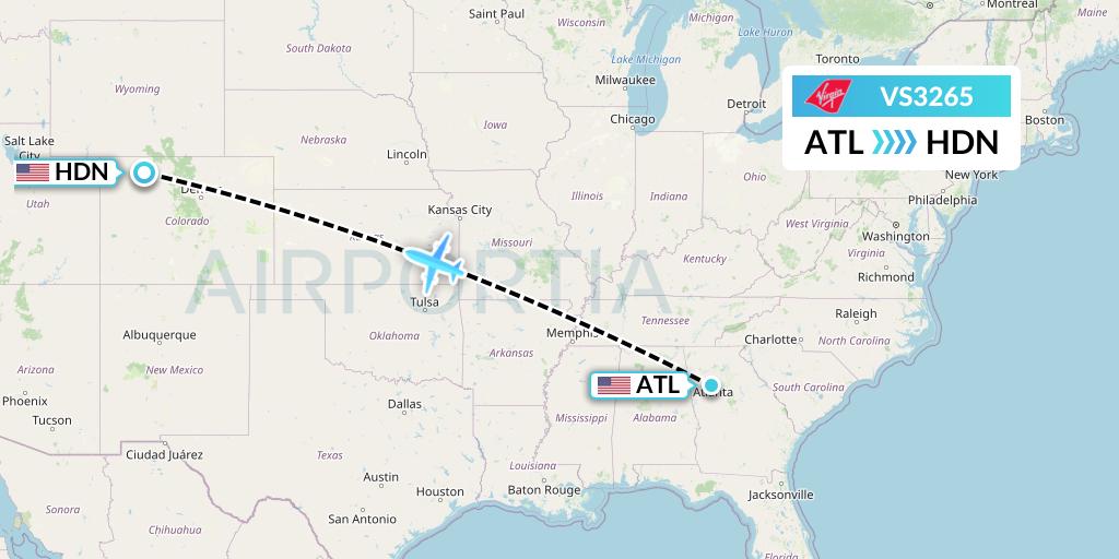 VS3265 Virgin Atlantic Airways Flight Map: Atlanta to Hayden