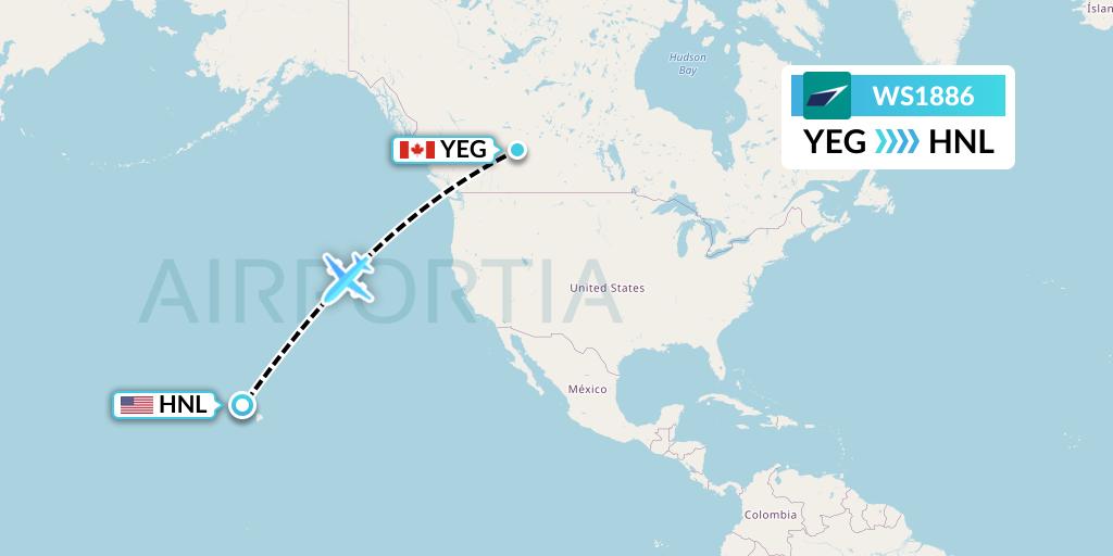 WS1886 Flight Status WestJet Edmonton to Honolulu (WJA1886)