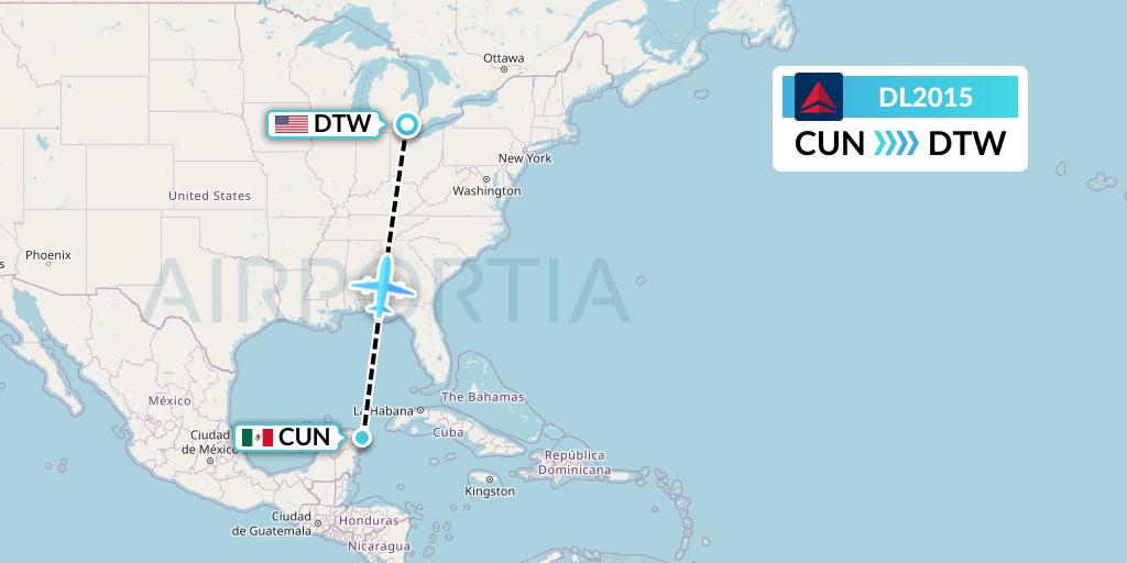 DL2015 Flight Status Delta Air Lines Cancun to Detroit (DAL2015)