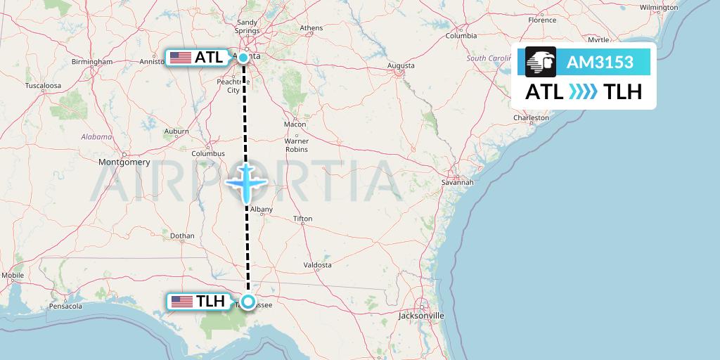 AM3153 Aeromexico Flight Map: Atlanta to Tallahassee