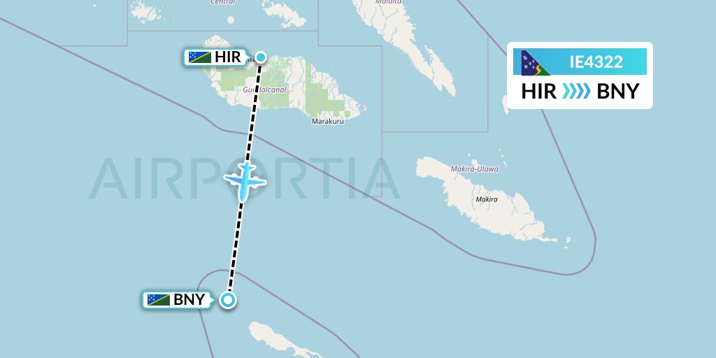 IE4322 Solomon Airlines Flight Map: Honiara to Anua