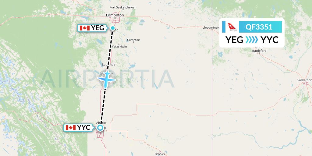 QF3351 Qantas Flight Map: Edmonton to Calgary