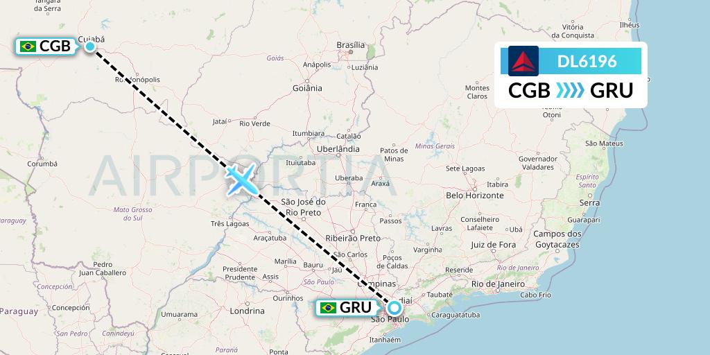 DL6196 Delta Air Lines Flight Map: Cuiaba to Sao Paulo
