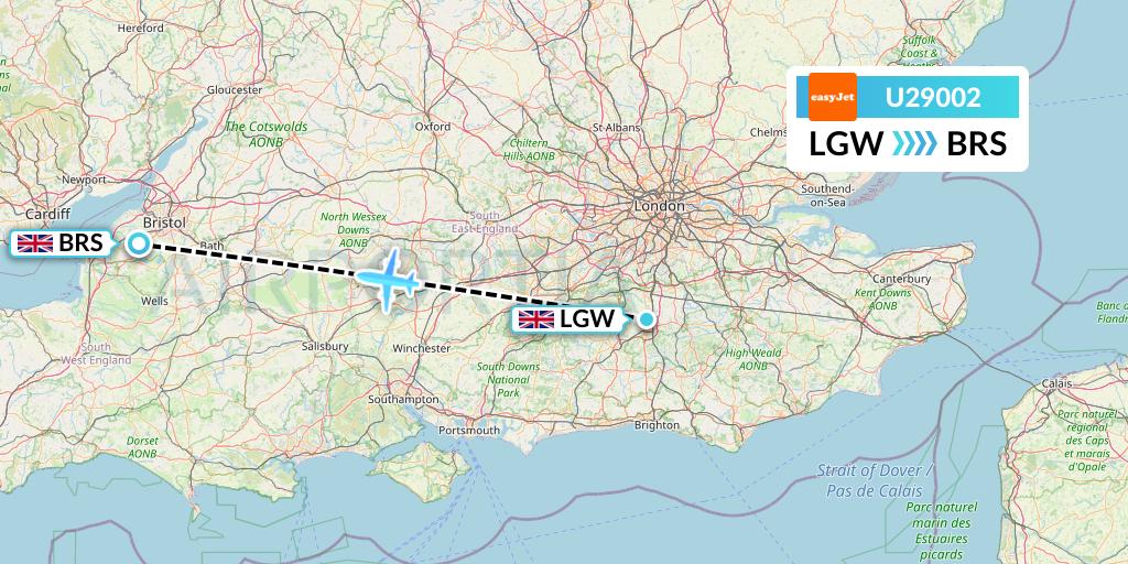 U29002 EasyJet Flight Map: London to Bristol
