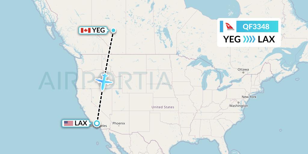 QF3348 Qantas Flight Map: Edmonton to Los Angeles