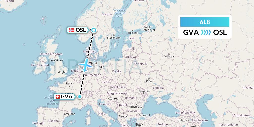 6L8 Aklak Air Flight Map: Geneva to Oslo